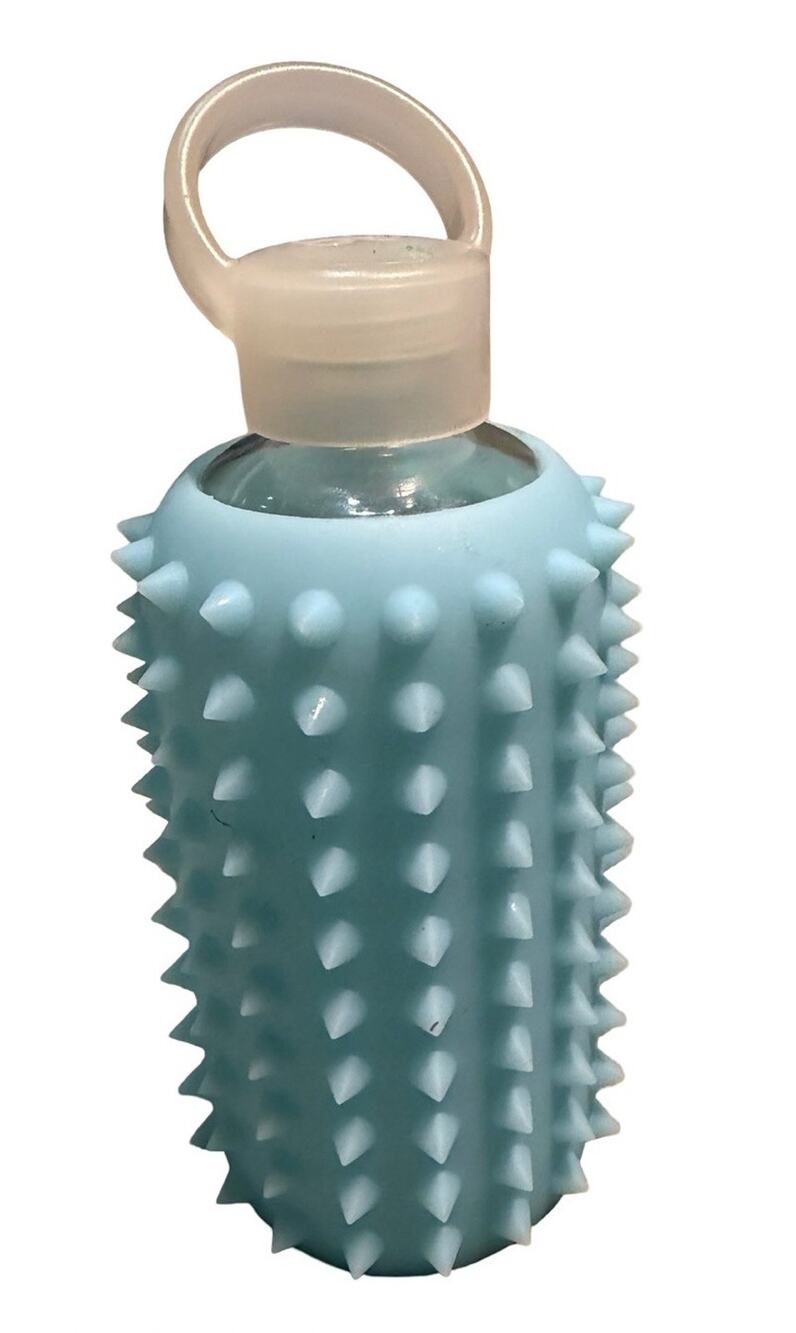 BKR Skye Spiked Little 500mL 16oz Glass Water Bottle Blue Silicone Rare
